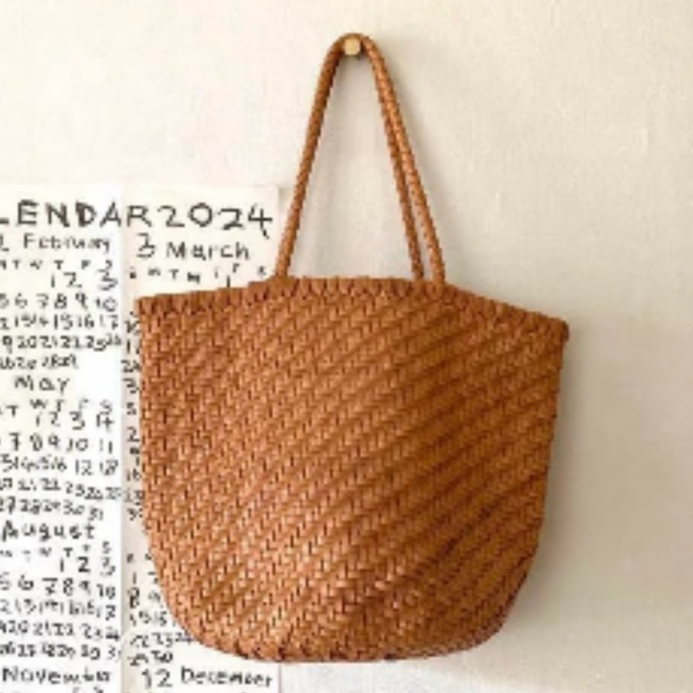Elegant Brown Woven Tote Bag